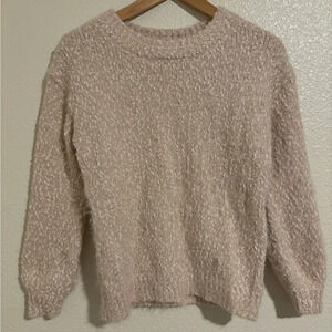 Philosophy Crewneck Knit Sweater | Blush/Cream Colored | Size XS |
